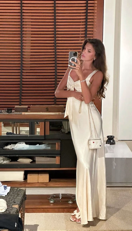 Elegant Straps Sheath Satin Long Party Dress Wedding Guest Dress, DP4616