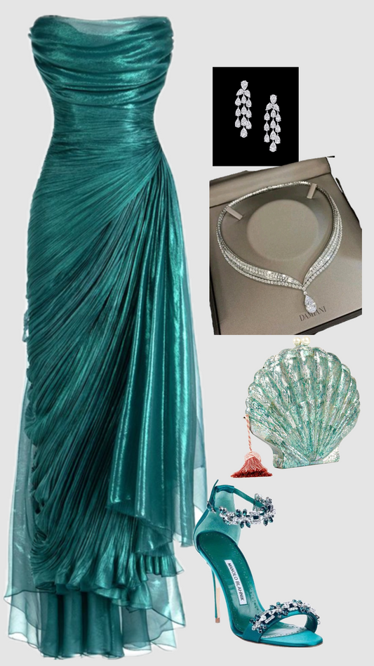 Elegant Strapless Sheath Chiffon Long Party Dress Wedding Guest Dress, DP4642