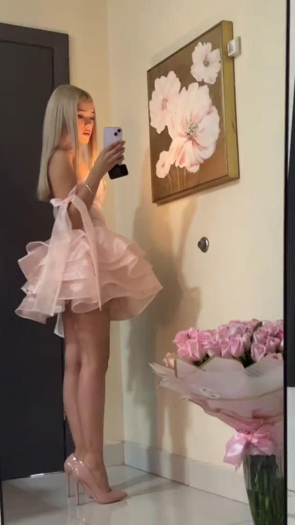 Lovely Pink Sweetheart A-Line Hoco Dress Short Party Dress Birthday Dress, DP4653