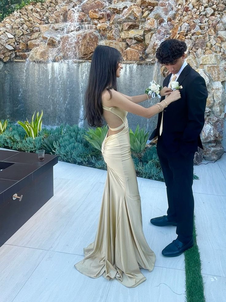 Champagne Straps Mermaid Satin Long Formal Prom Dress Evening Party Dress, DP4694