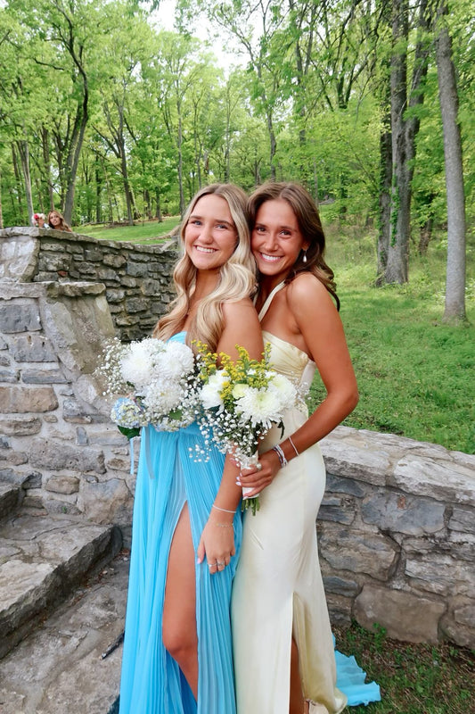 Light Yellow Halter Sheath Satin Long Party Dress Wedding Guest Dress, DP4695