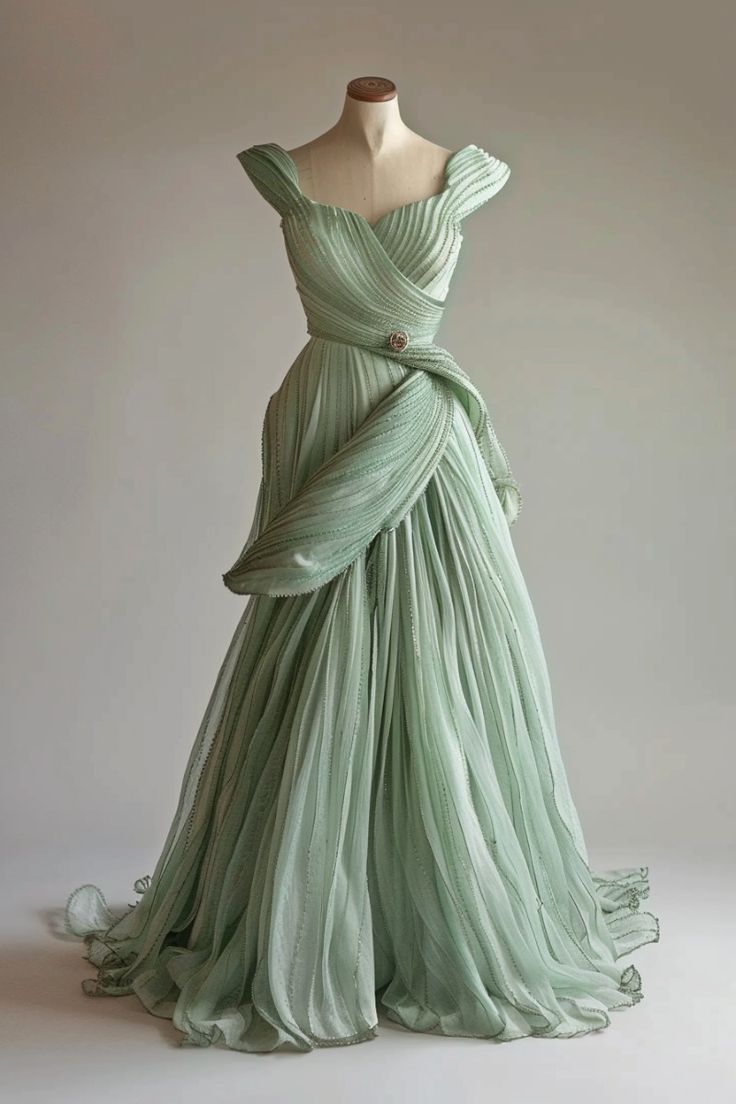 Mint Green Sleeveless A-Line Chiffon Long Prom Dress Evening Ball Gown, DP4719