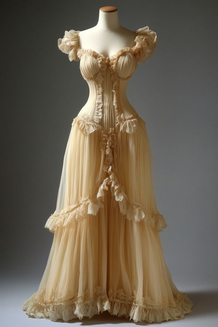Light Yellow A-Line Lace Chiffon Long Formal Prom Dress Evening Gown, DP4723