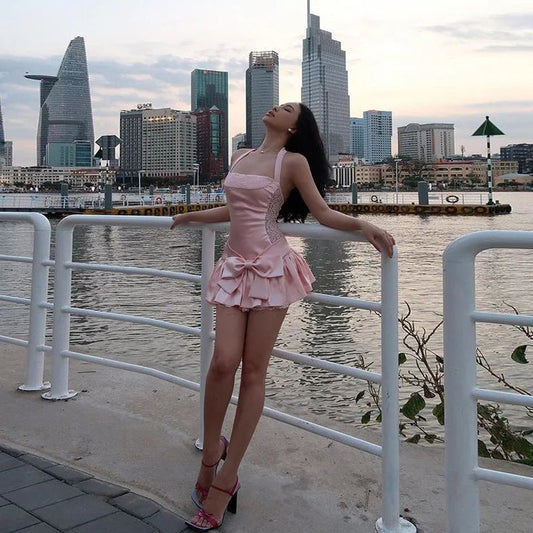 Pink Halter Neck A-Line Short Party Dress Birthday Dress Homecoming Dress, DP4757