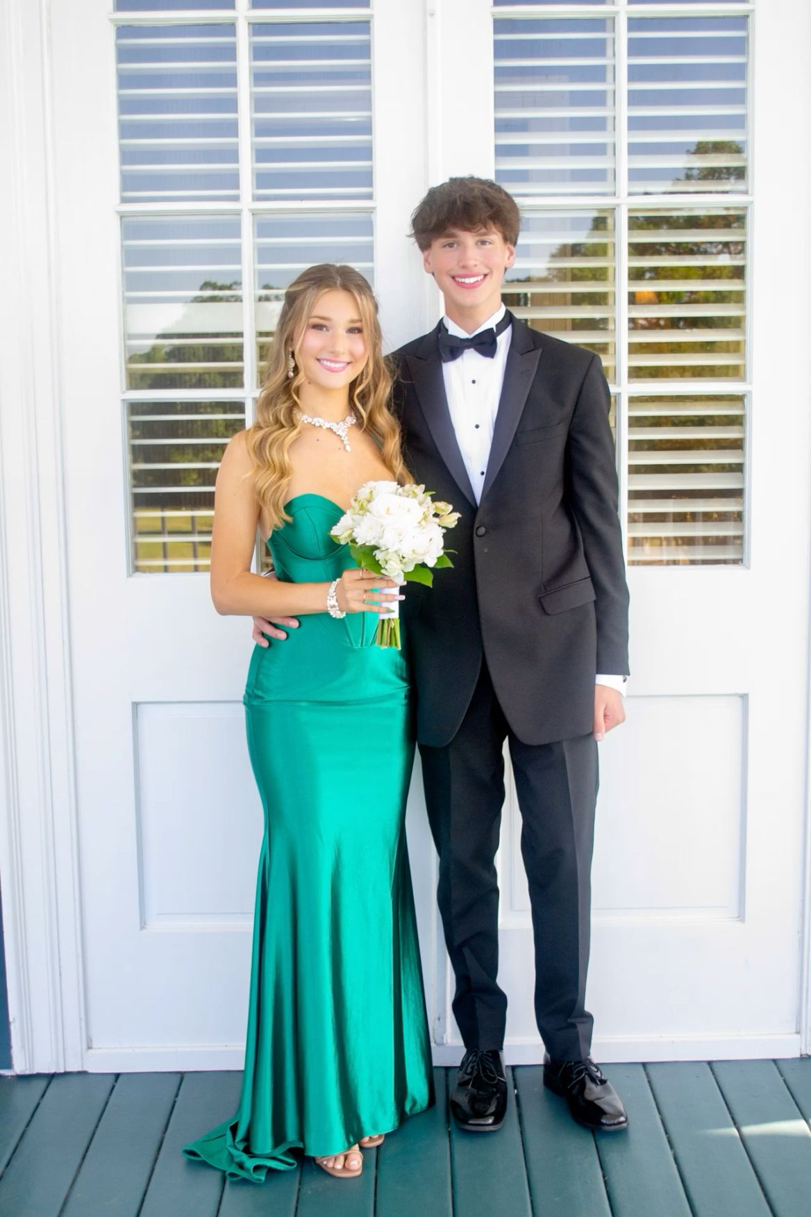 Robe de soirée élégante, longue, style sirène, bustier, en satin vert, DP4771