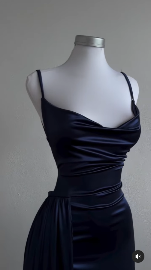 Robe de soirée longue en satin bleu à bretelles spaghetti, robe fourreau simple, DP4777