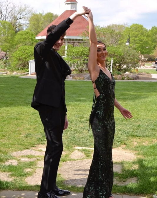 Dark Green Straps Mermaid Sequins Long Party Dress Formal Evening Dress, DP4781