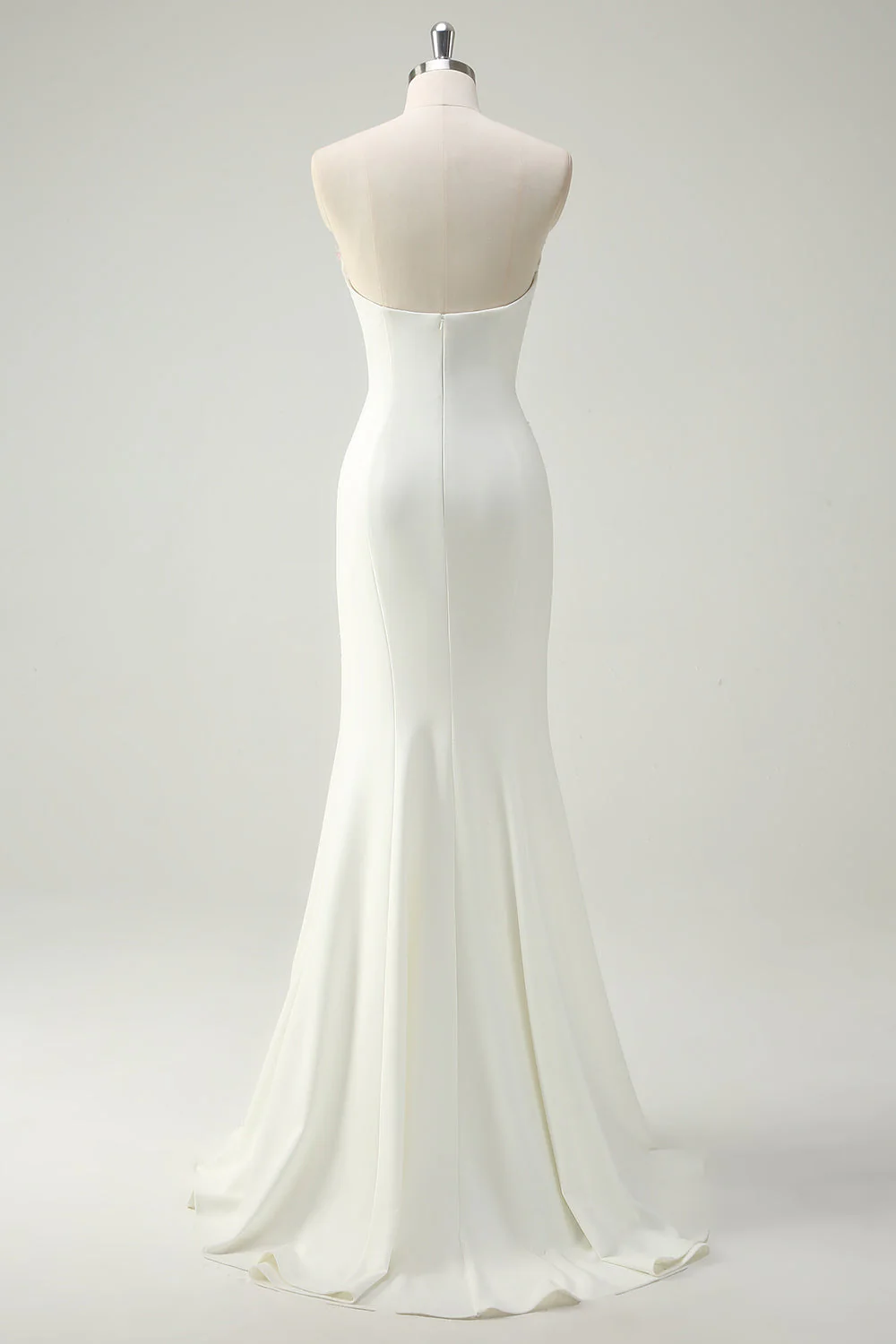 White Strapless Mermaid Sequins Long Formal Prom Dress Evening Gown, DP4801