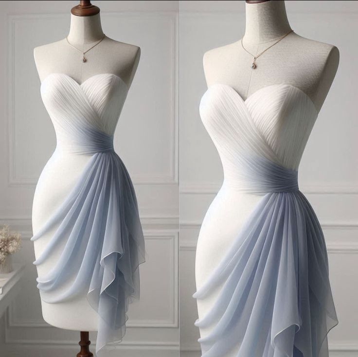 Strapless Ombre Sheath Chiffon Short Party Dress Elegant Cocktail Dress, DP4819
