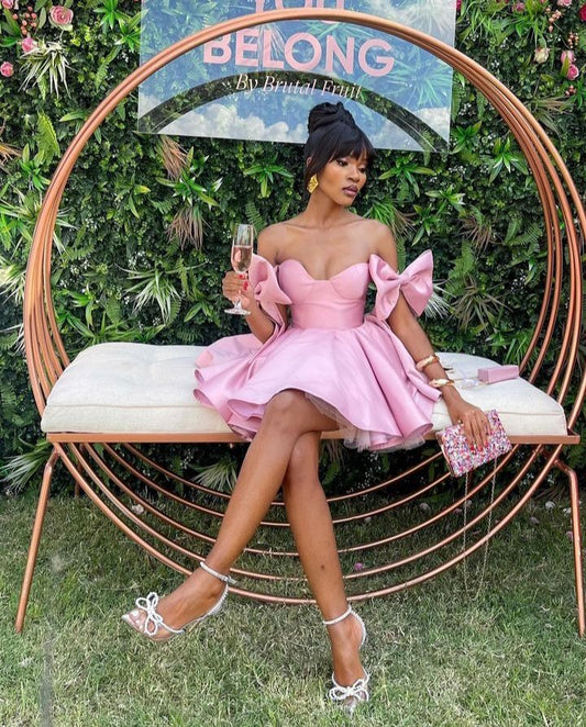 Pink Sweetheart A-Line Satin Princess Dress Homecoming Dress Birthday Dress, DP4825