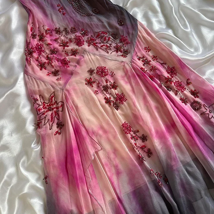 Stunning Ombre Straps Sheath Beading Long Party Dress Retro Evening Gown, DP4855