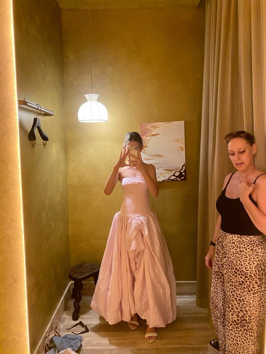 Light Pink Strapless A-Line Fashion Long Party Dress Wedding Guest Dress, DP4903