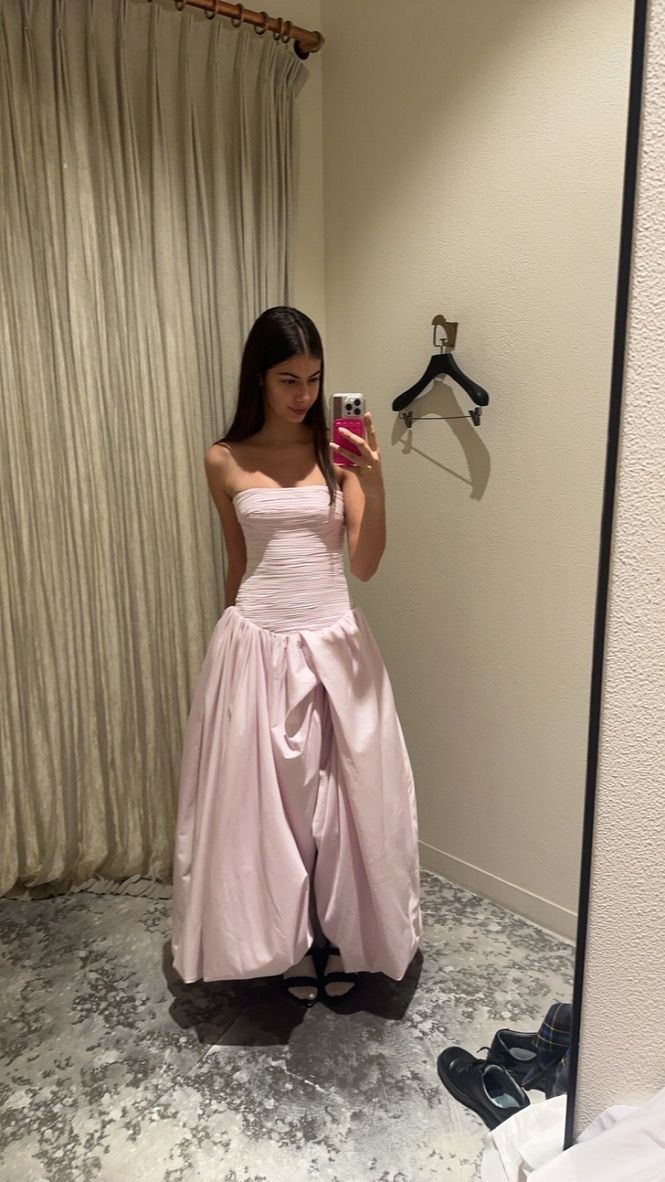 Light Pink Strapless A-Line Fashion Long Party Dress Wedding Guest Dress, DP4903