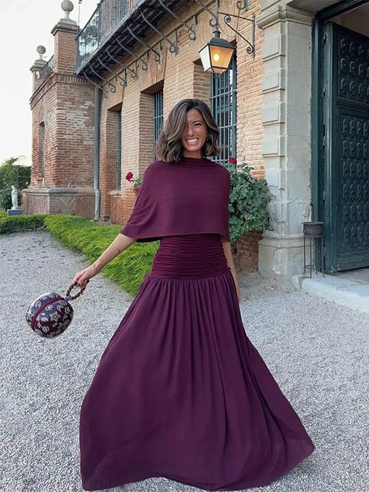Elegant Spaghetti Straps A-Line Chiffon Long Party Dress Wedding Guest Dress, DP4906