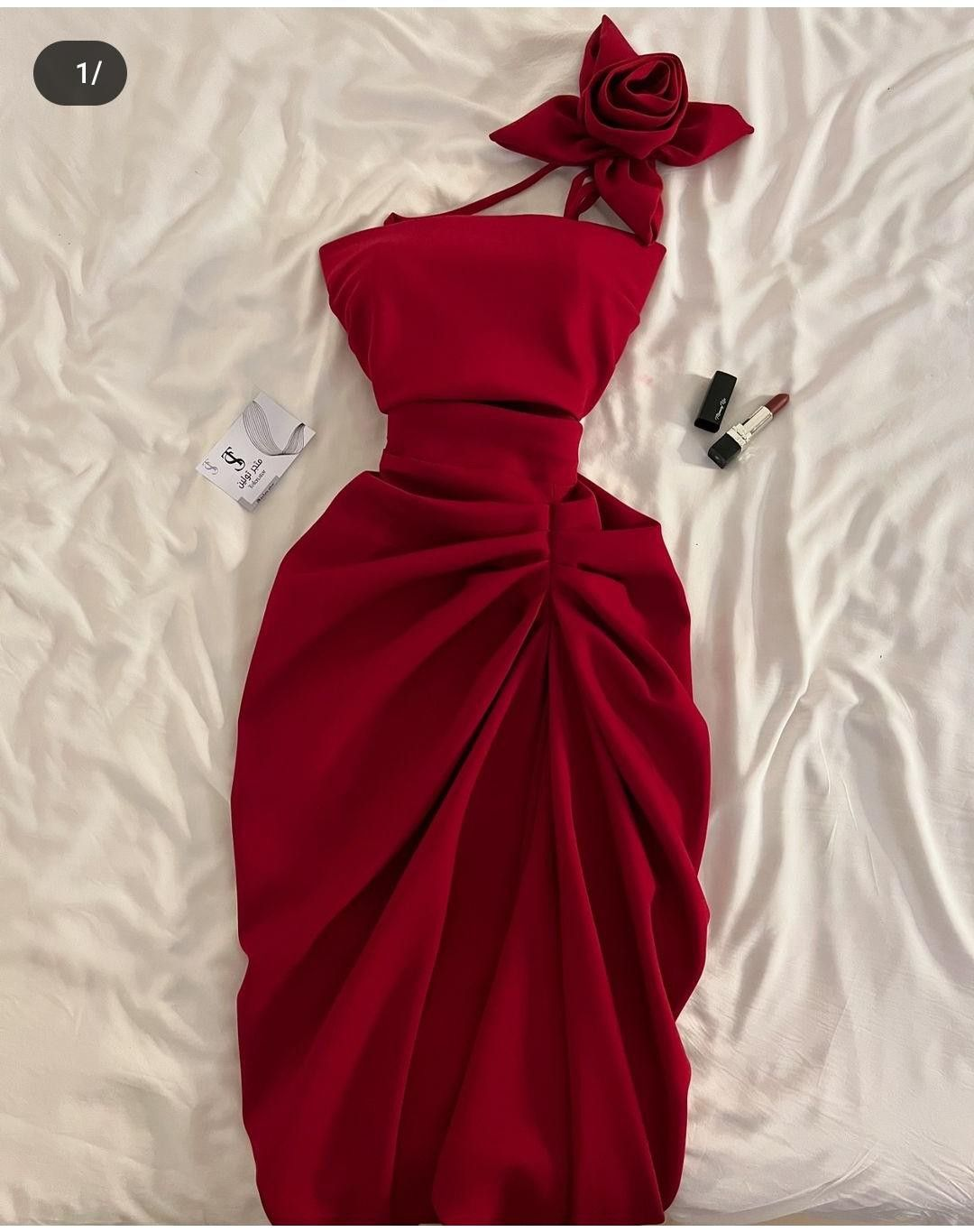 Robe de soirée longue fourreau rouge sexy à une épaule, DP4921