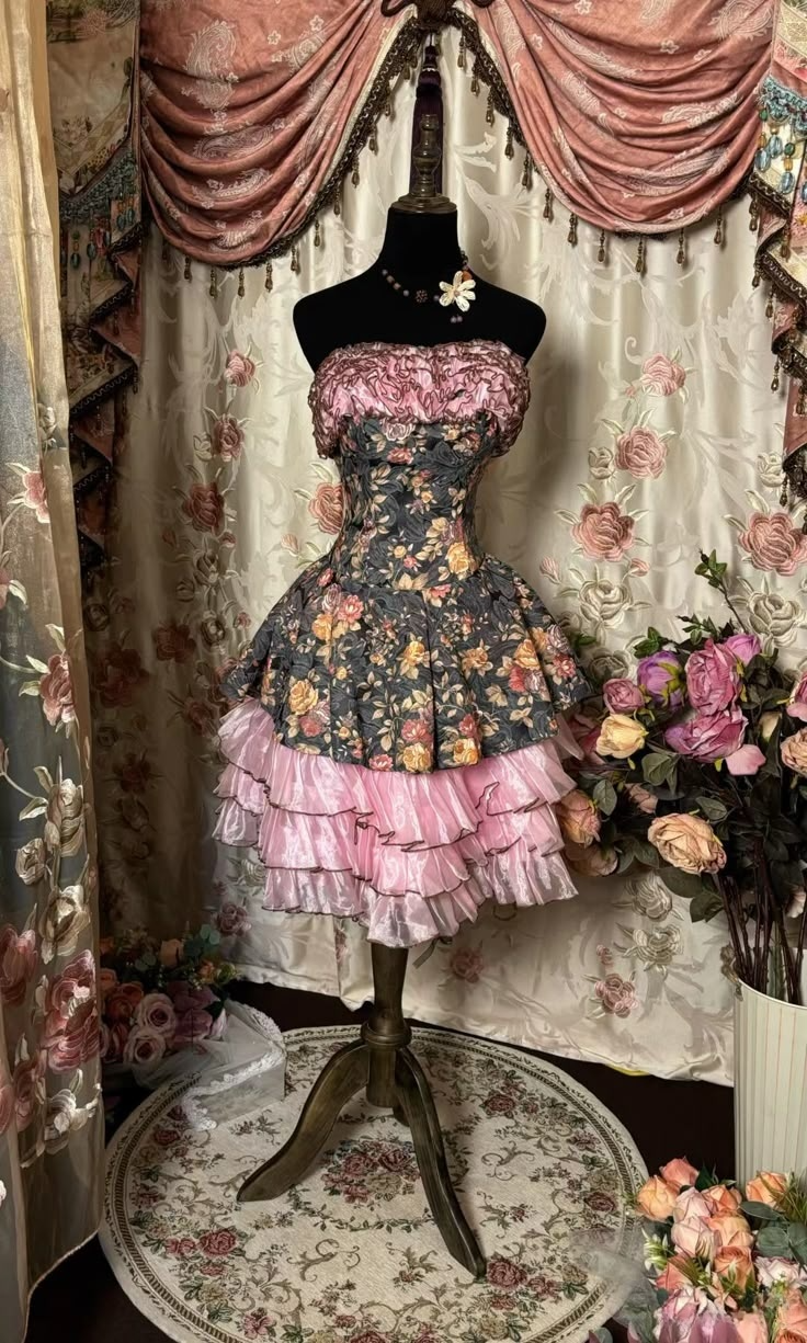 Vintage Strapless A-Line Printed Short Party Dress Retro Homecoming Dress, DP4928