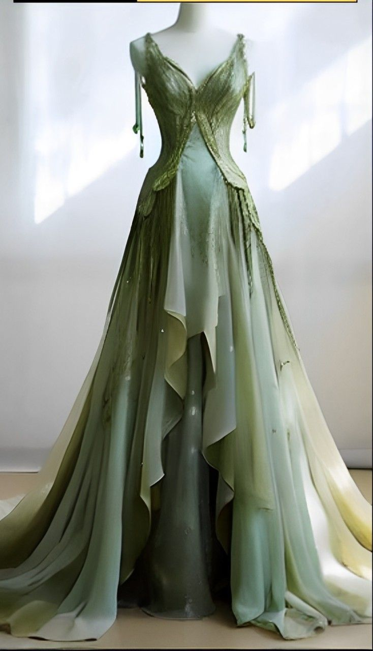 Elegant Green Straps A-Line Chiffon Beading Long Prom Dress Evening Gown, DP4934