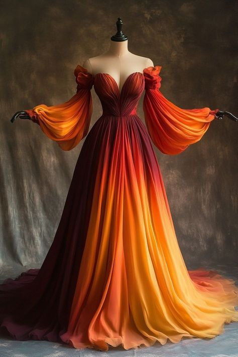 Ombre Off Shoulder Long Sleeves A-Line Long Formal Prom Dress Evening Gown, DP4937