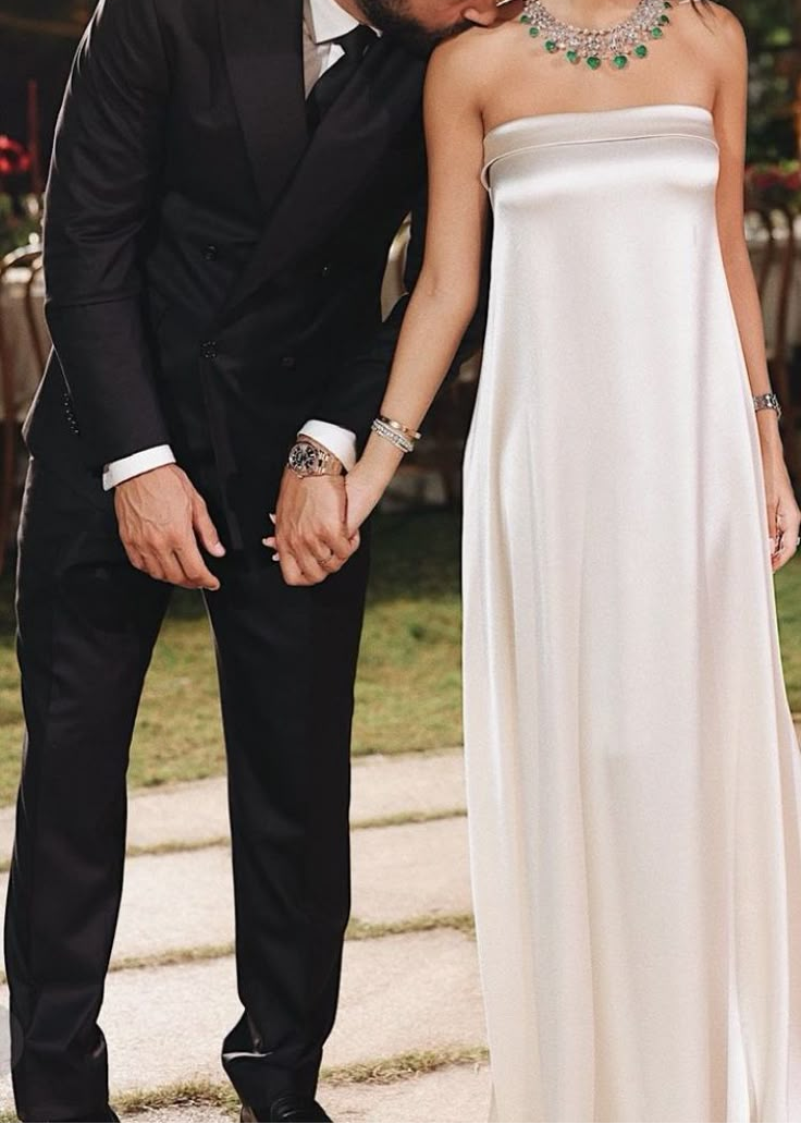 Simple Strapless A-Line Satin Party Dress Light Wedding Dress Birdal Dress, DP4940