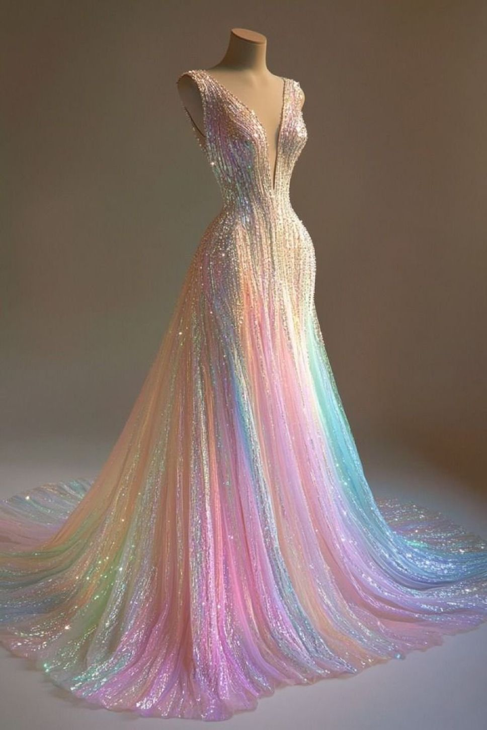 Gorgeous Deep V Neck A-Line Beading Shiny Long Evening Party Dress, DP4952