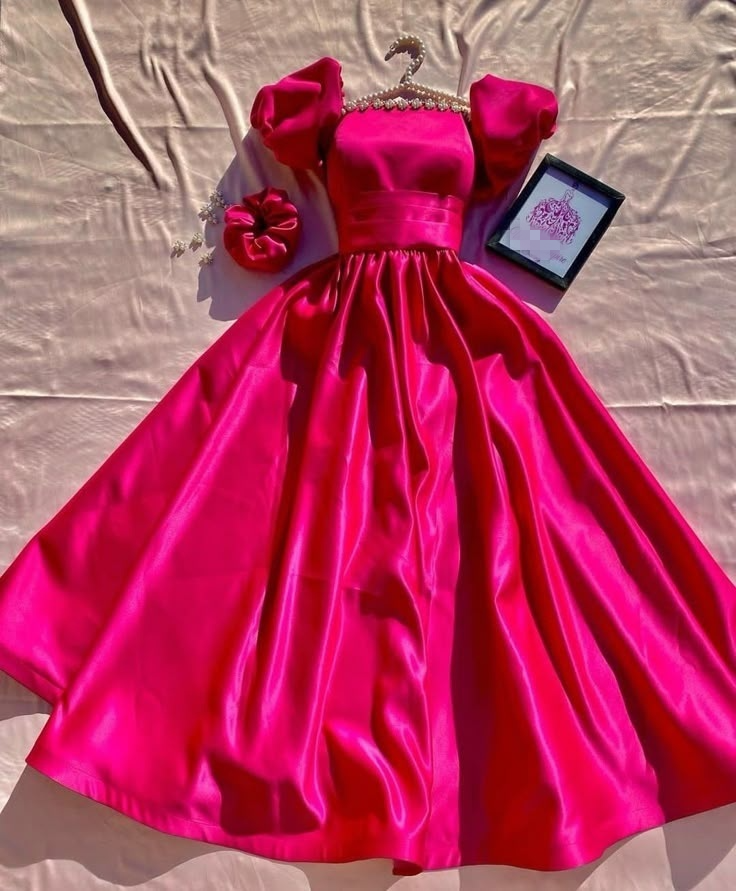 Elegant White A-Line Satin Long Party Dress Princess Birthday Dress, DP4969