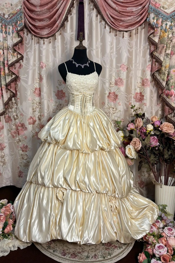 Elegant Straps A-Line Satin Long Prom Gown Vintage Wedding Dress Birthday Dress, DP4980