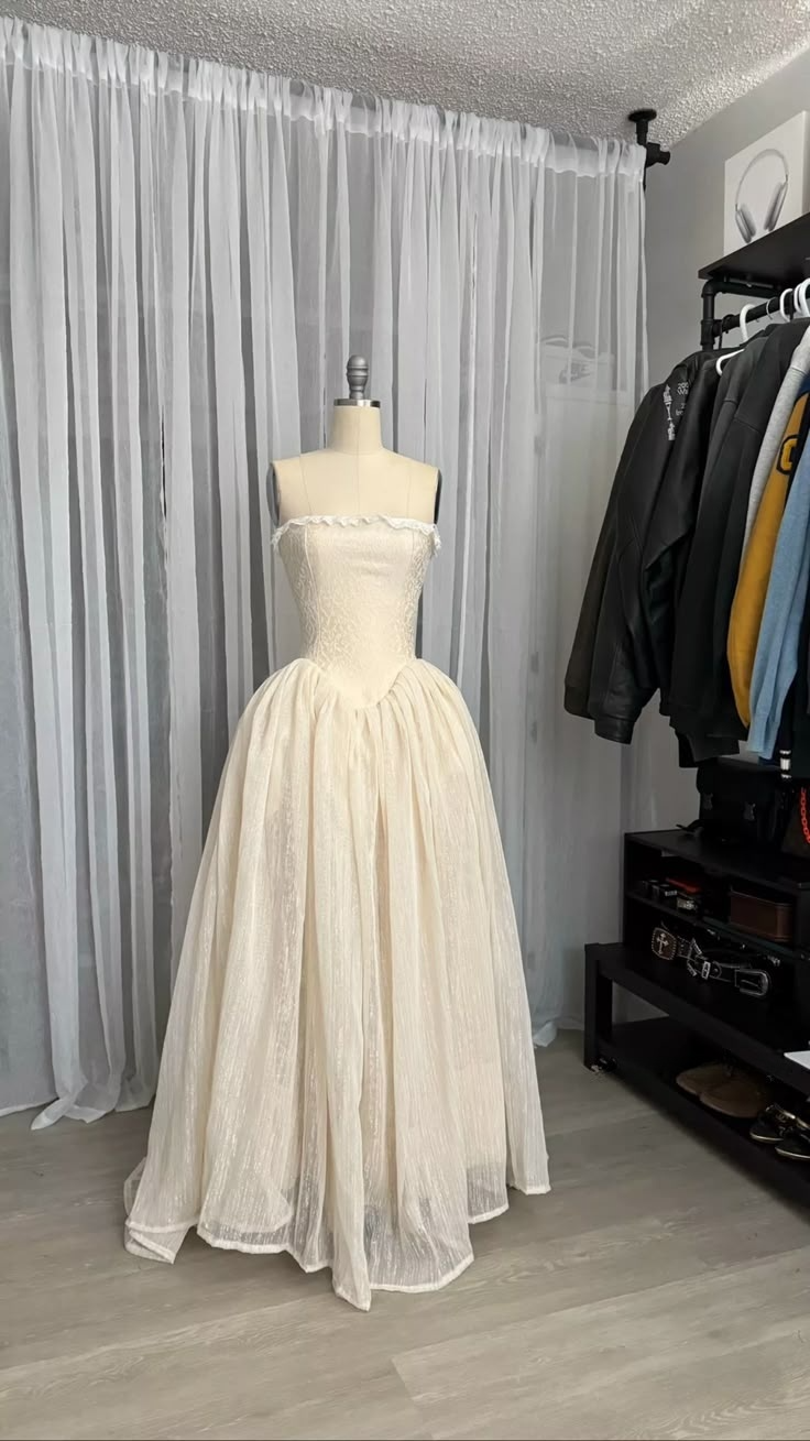 Elegant Ivory Strapless A-Line Chiffon Long Party Dress Formal Evening Gown, DP4990