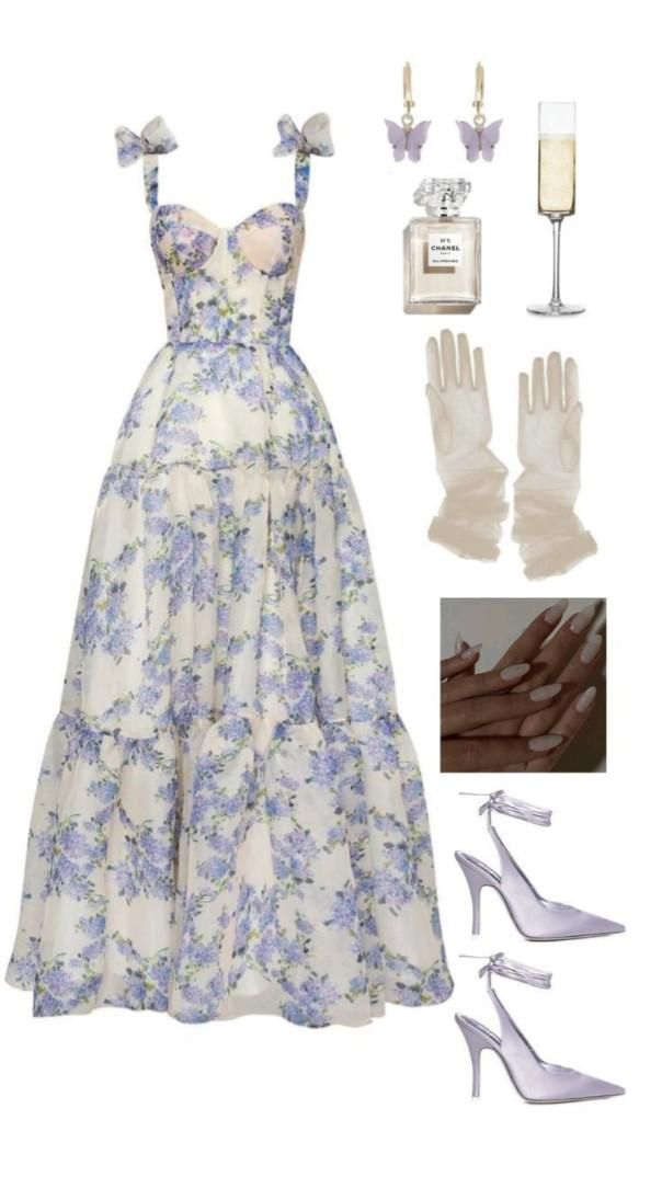 Lovely Straps A-Line Printed Chiffon Long Party Dress Birthday Outfits, DP4996