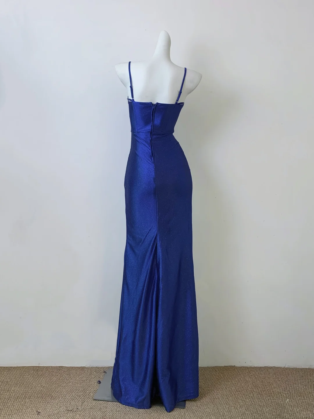 Royal Blue Spaghetti Straps Mermaid Split Sexy Long Evening Party Dress, DP5063