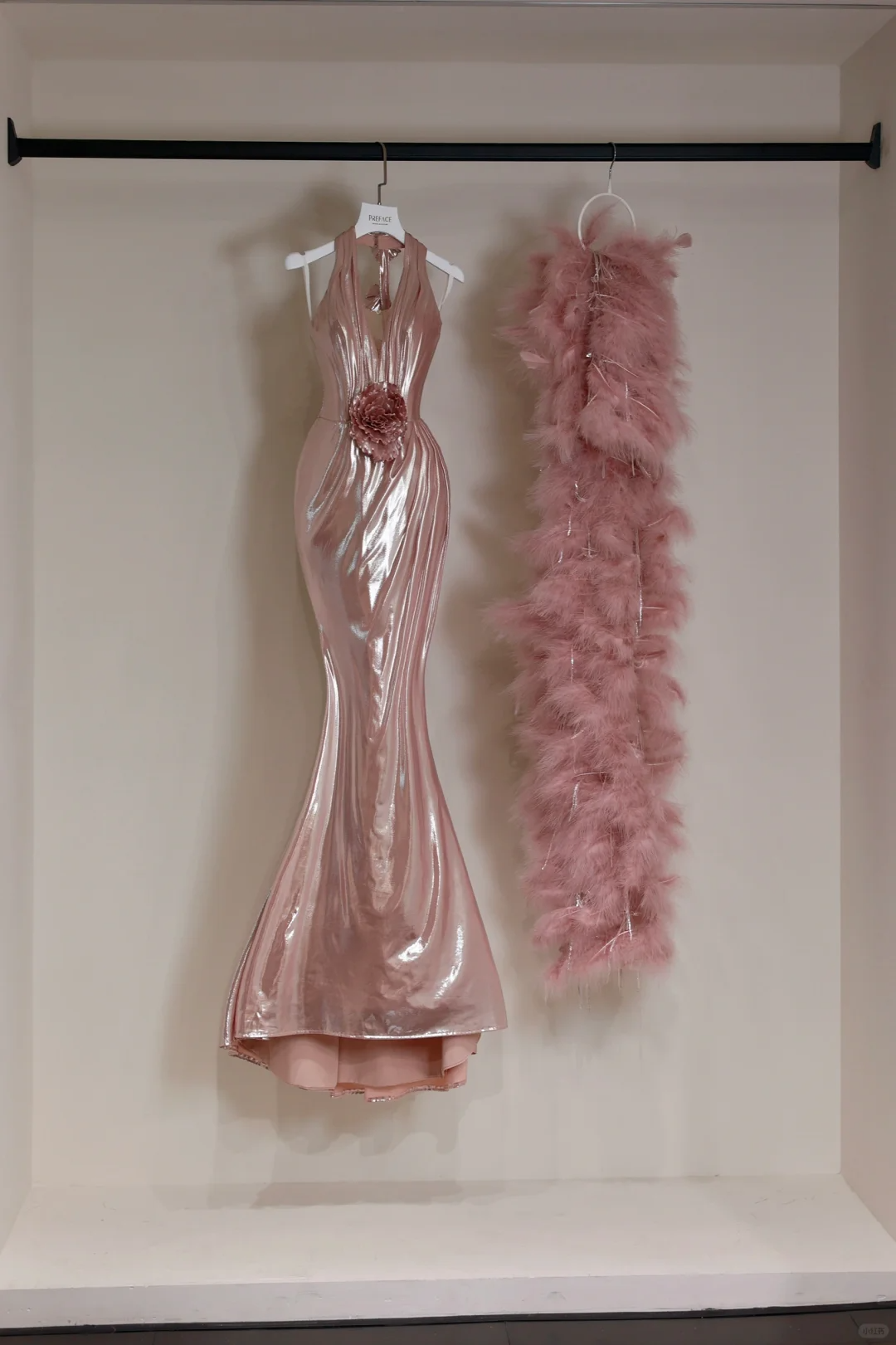 Shiny Pink V Neck Mermaid Satin Long Evening Party Dresses Birthday Outfits, DP5028