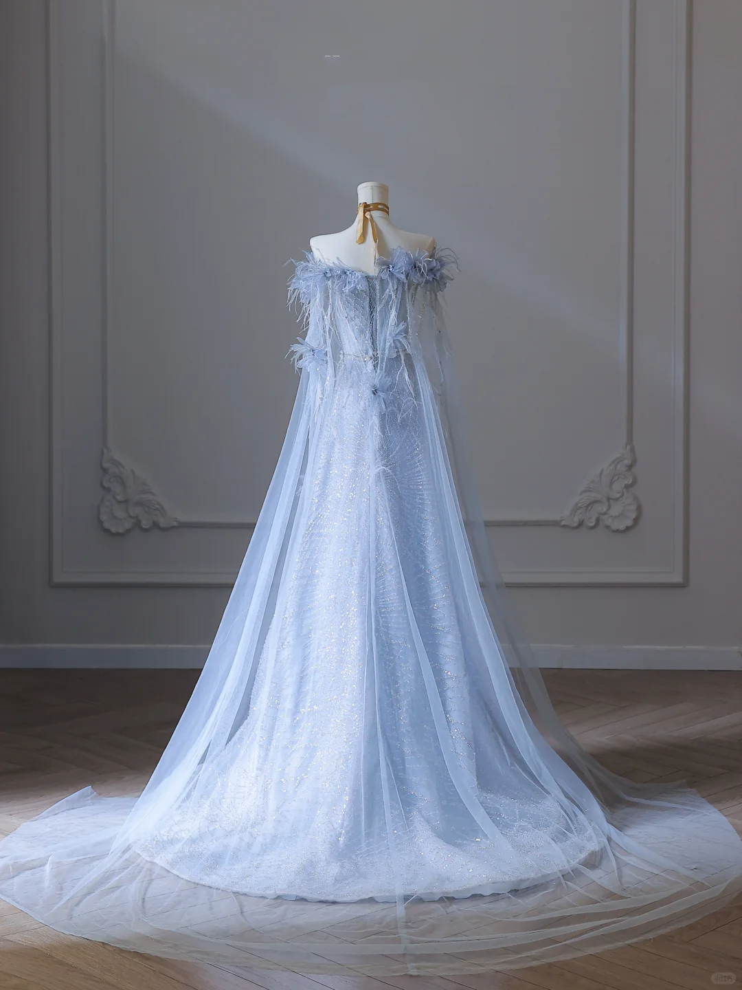 Elegantes blaues schulterfreies A-Linien-Ballkleid, formelles Partykleid, Geburtstagskleid, DP5290