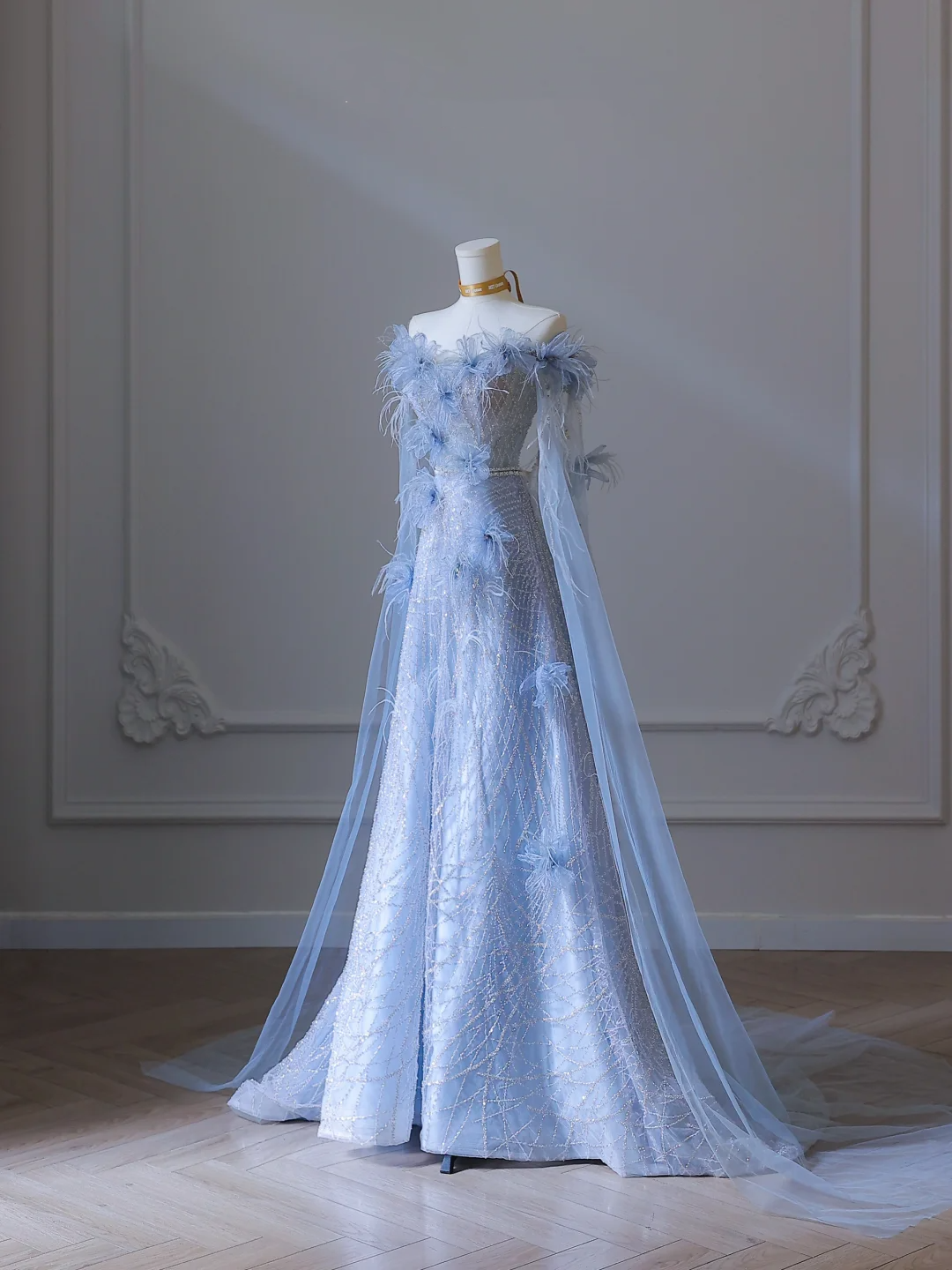 Elegantes blaues schulterfreies A-Linien-Ballkleid, formelles Partykleid, Geburtstagskleid, DP5290
