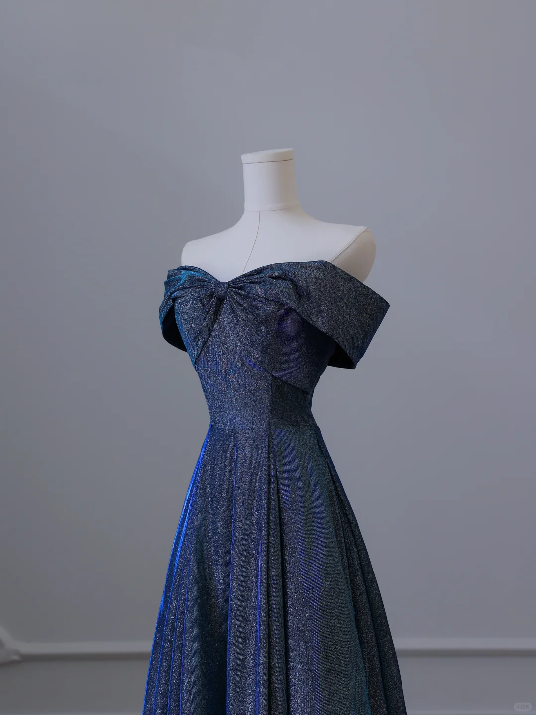 Marineblaues, schulterfreies, langes, glitzerndes Ballkleid in A-Linie, Abendkleid, DP5291