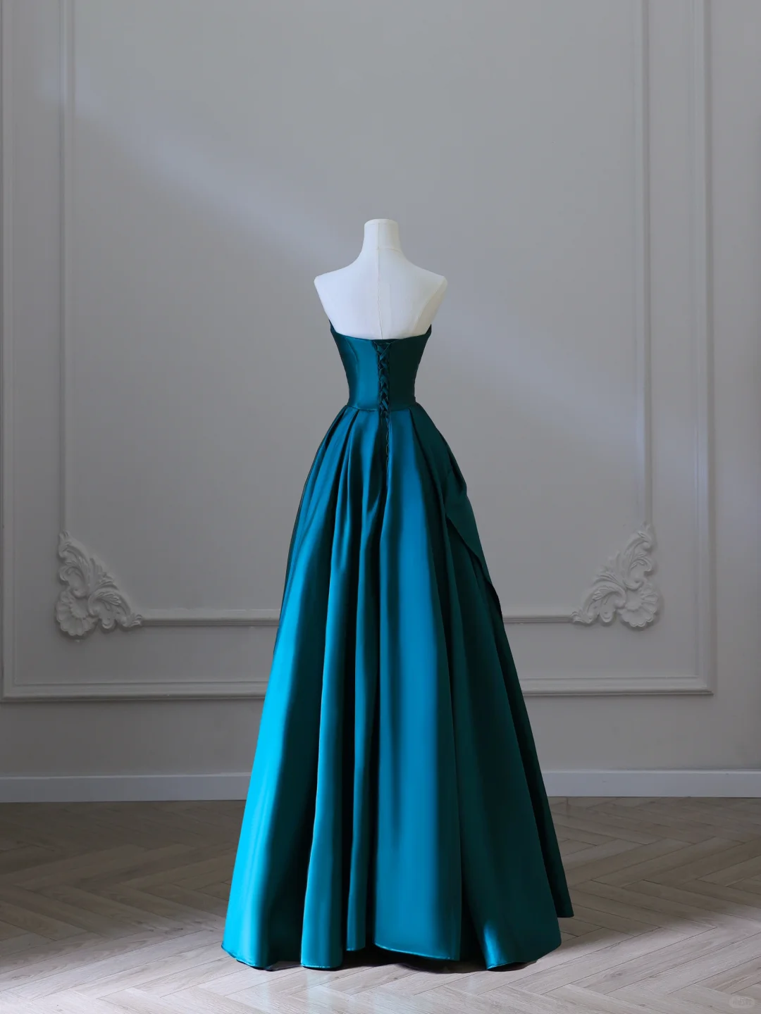 Elegant Green Strapless A-Line Satin Long Formal Prom Dress Evening Gown, DP5292