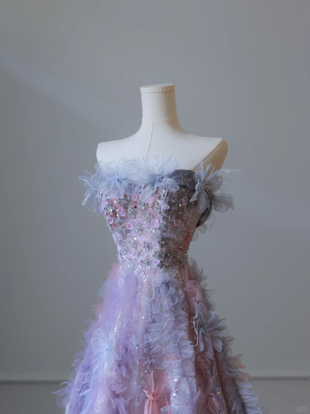 Lilac Strapless A-Line Floral Beading Prom Dress Birthday Outfits Evening Gown, DP5293