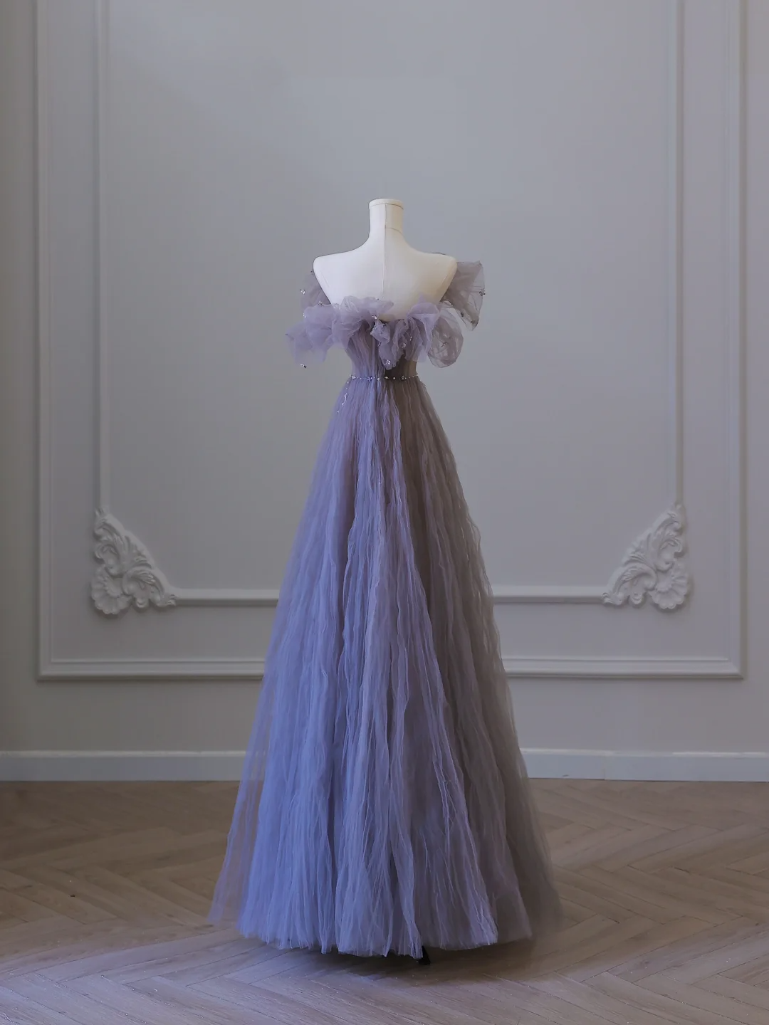 Elegant Strapless A-Line Tulle Long Formal Party Dress Evening Gowns, DP5294