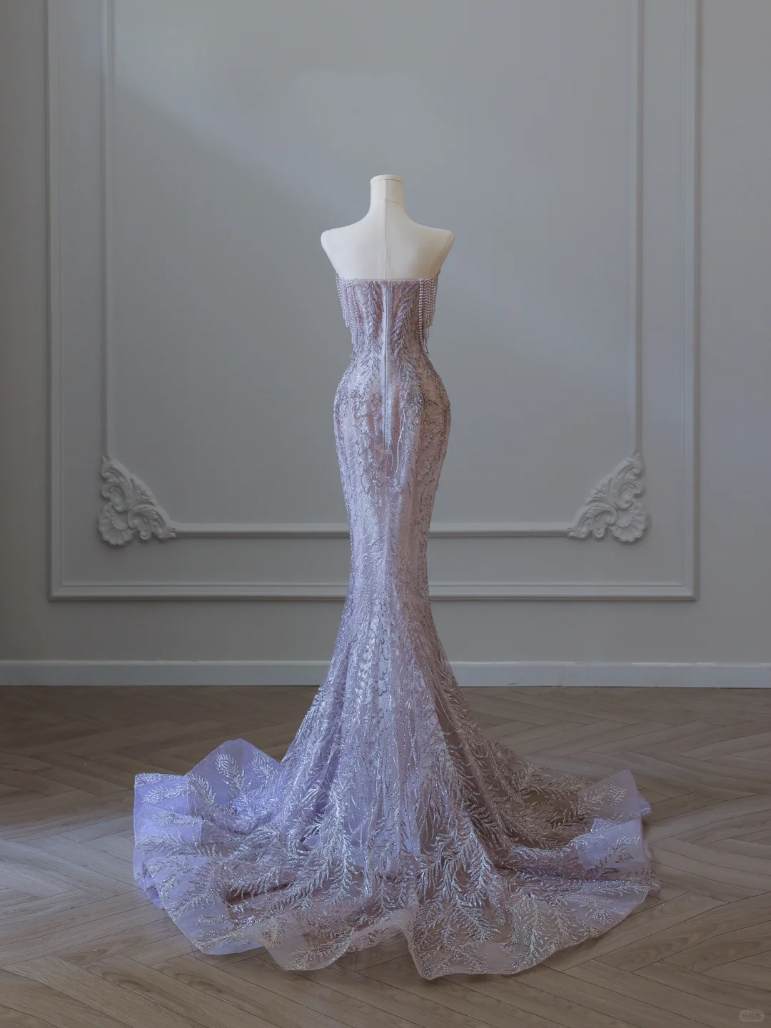 Elegantes, schulterfreies, perlenbesetztes Tüll-Meerjungfrauen-Abendkleid, langes Ballkleid, DP5305