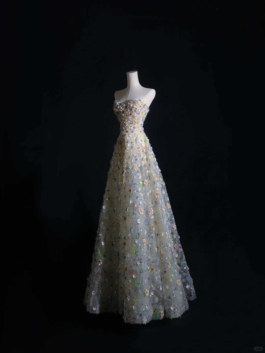 Pretty Strapless A-Line Floral Long Formal Prom Dress Evening Gown, DP5320