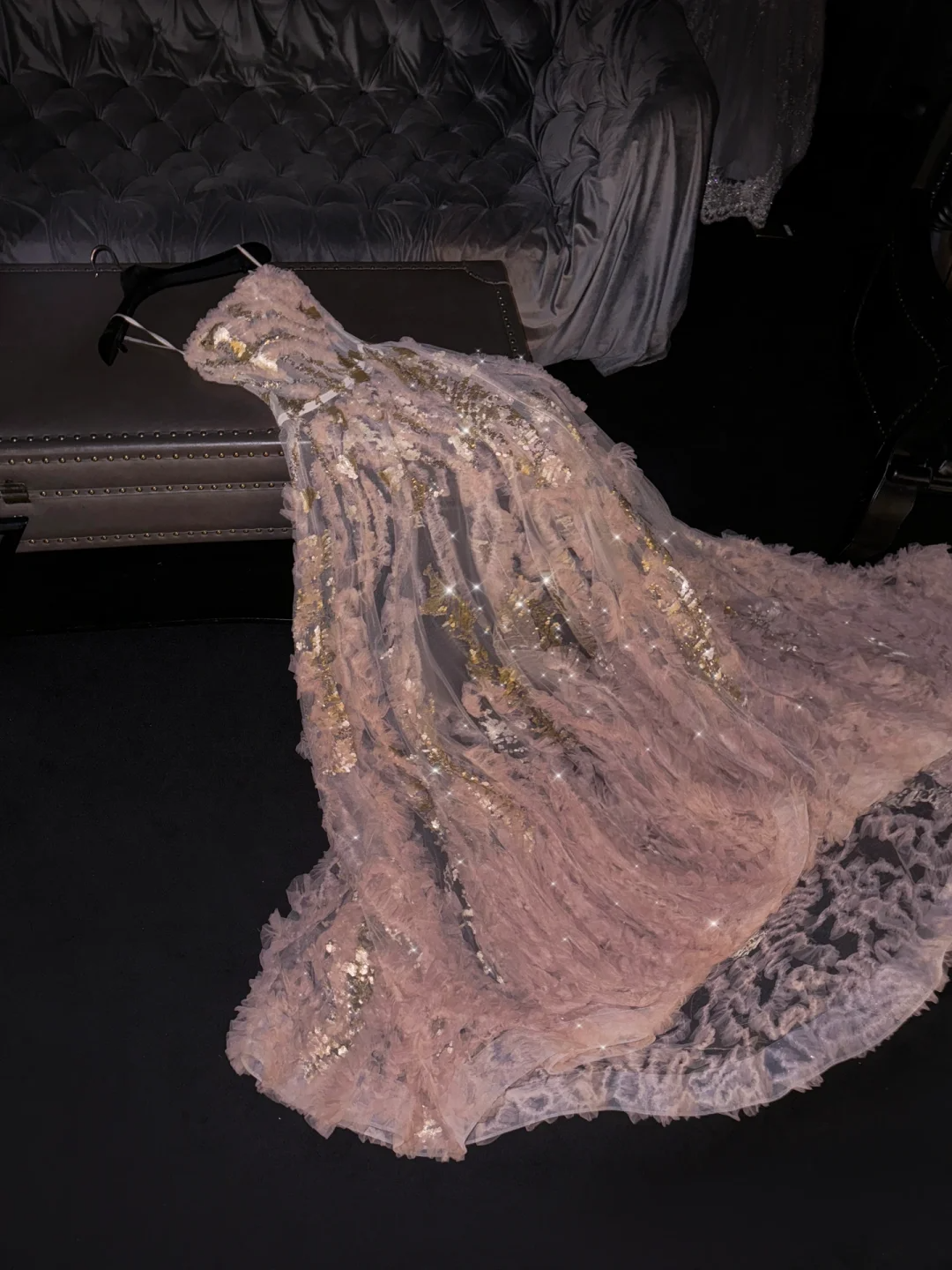 Glänzend rosa trägerloses langes A-Linien-Abendkleid Partykleid Geburtstagsoutfits, DP5333