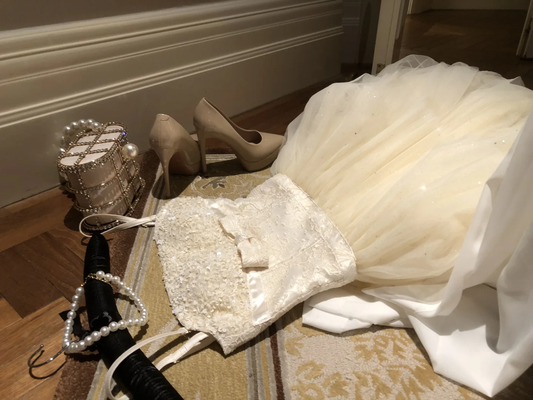 Schönes weißes A-Linien-Partykleid aus Tüll mit Spaghettiträgern, langes Geburtstagsoutfit, DP5338