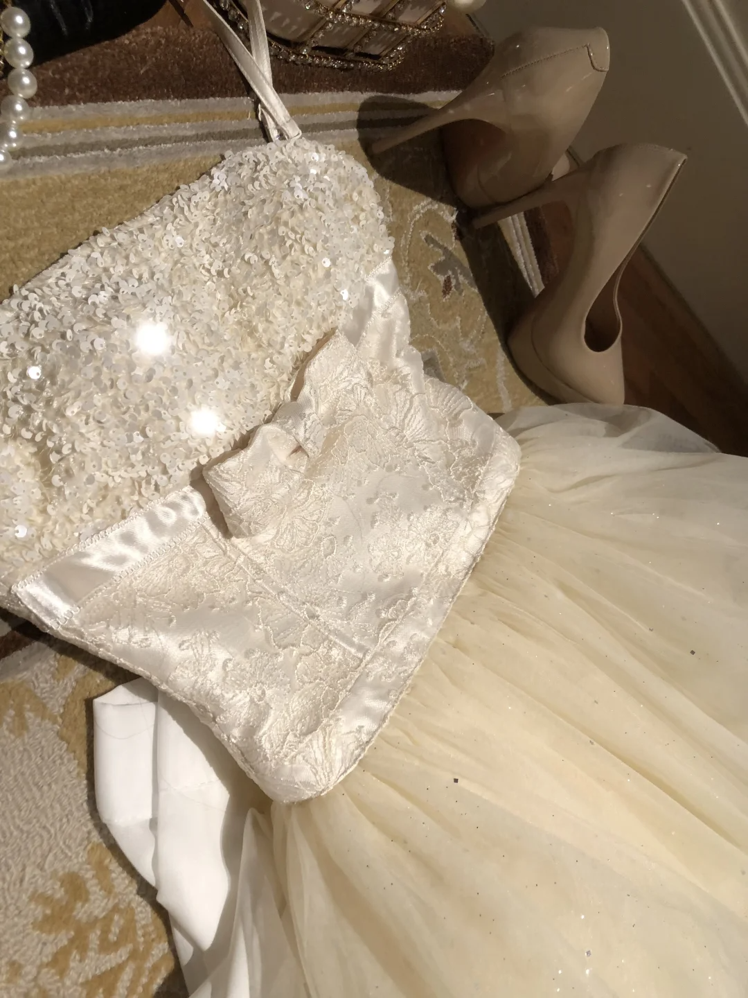 Lovely Spaghetti Straps White A-Line Tulle Long Party Dress Birthday Outfits, DP5338