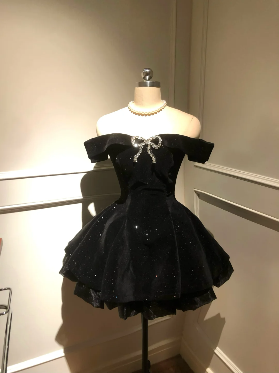 Black Off Shoulder A-Line Short Birthday Outfits Homecoming Dress, DP5350