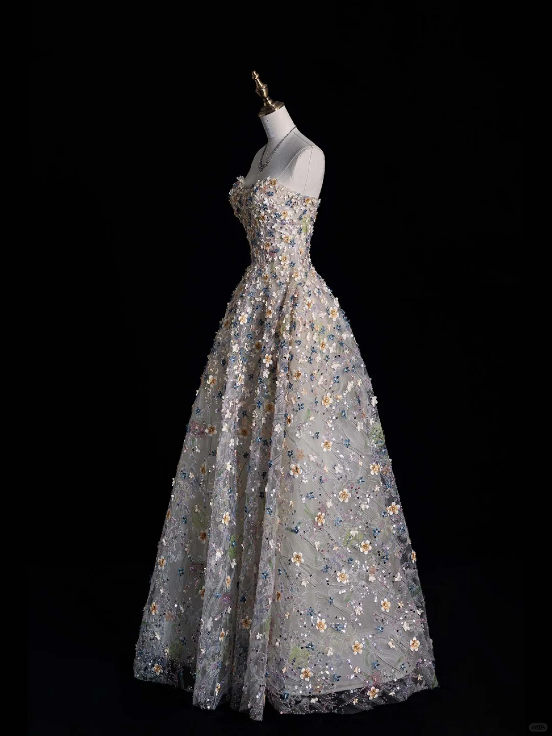 Elegant Strapless A-Line Floral Prom Dresses Evening Gowns Birthday Outfits, DP5485
