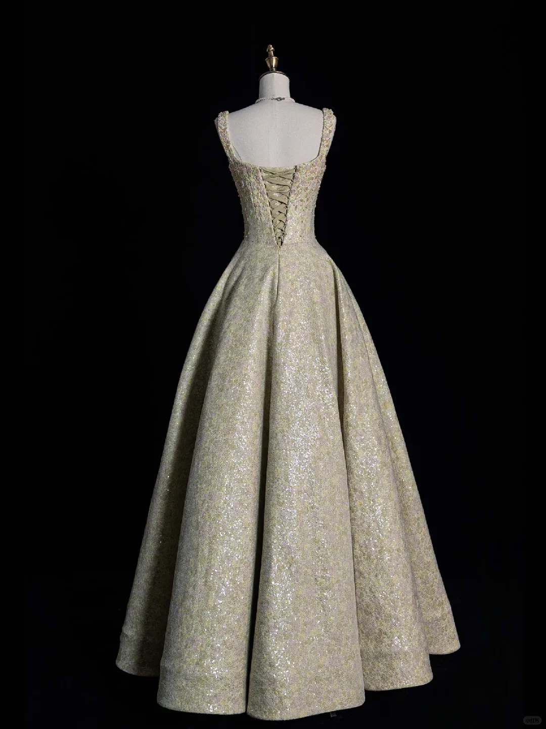 Light Green Straps A-Line Sequins Beading Long Party Dresses Birthday Outfits, DP5497