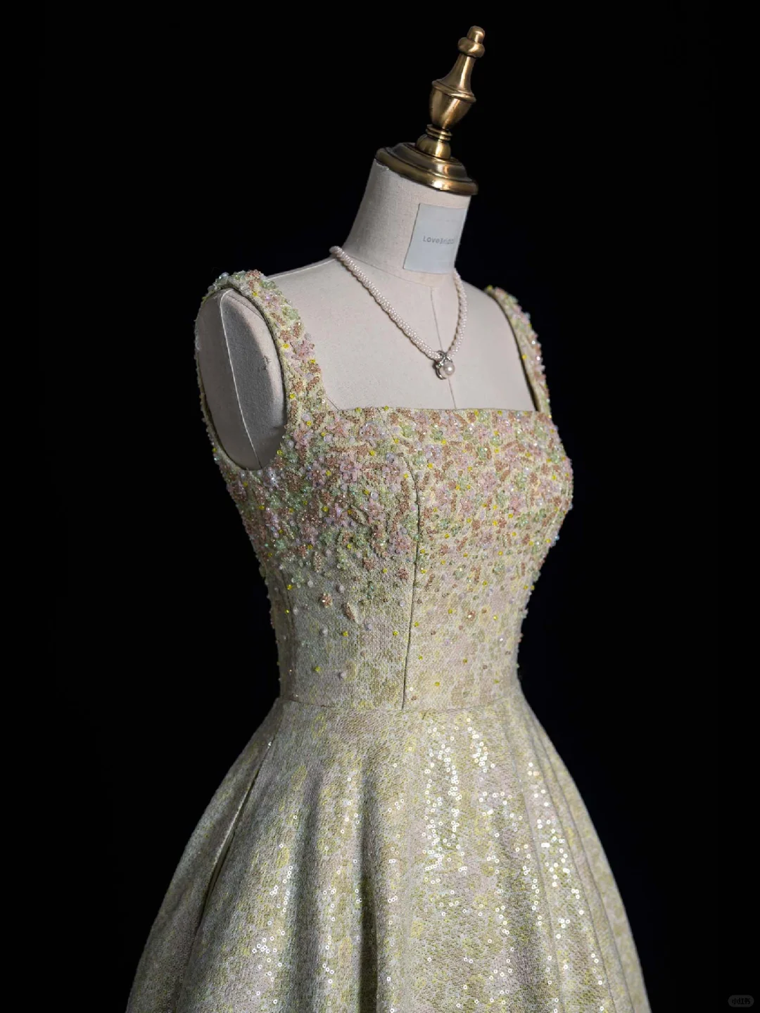 Light Green Straps A-Line Sequins Beading Long Party Dresses Birthday Outfits, DP5497
