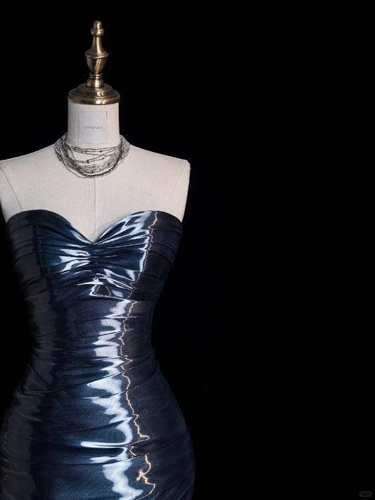 Navy Blue Sweetheart Mermaid Chiffon Long Formal Evening Party Dresses, DP5502