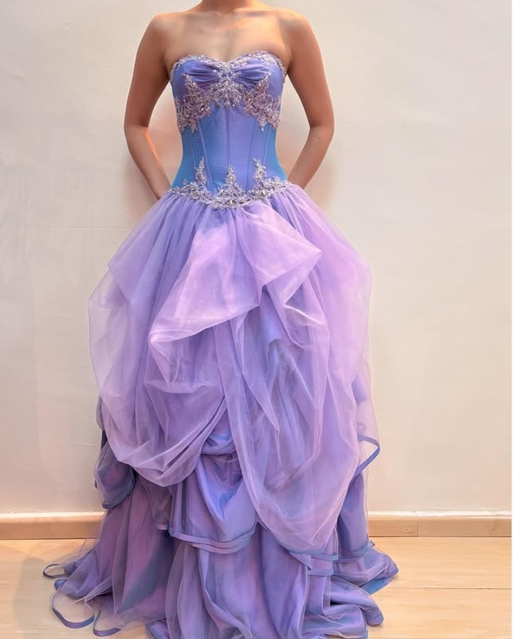 Lavender Sweetheart A-Line Beaded Tulle Long Prom Dresses Birthday Bal DSProm Lavender Sweetheart A-Line Beaded Tulle Long Prom Dresses Birthday Bal DSProm