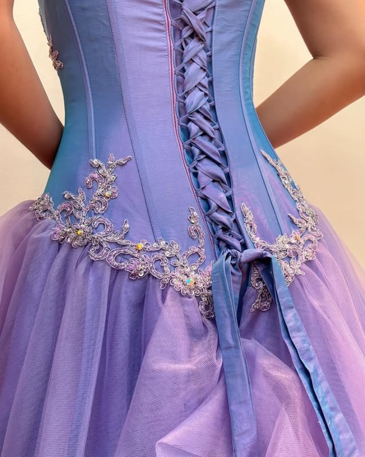 Lavender Sweetheart A-Line Beaded Tulle Long Prom Dresses Birthday Ball Gown, DP5504