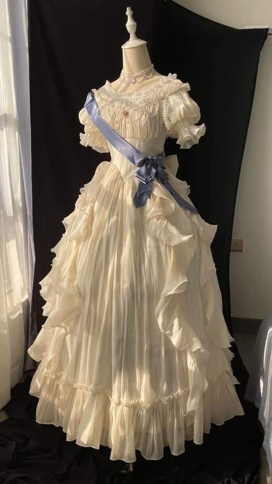 Fairytale A-Line Chiffon Ruffles Vintage Long Party Dresses Birthday Ball Gowns, DP5506