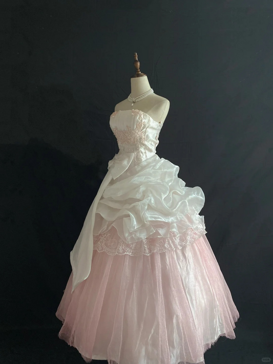 Fairy Strapless A-Line Chiffon Long Prom Dresses Birthday Ball Gowns, DP5535